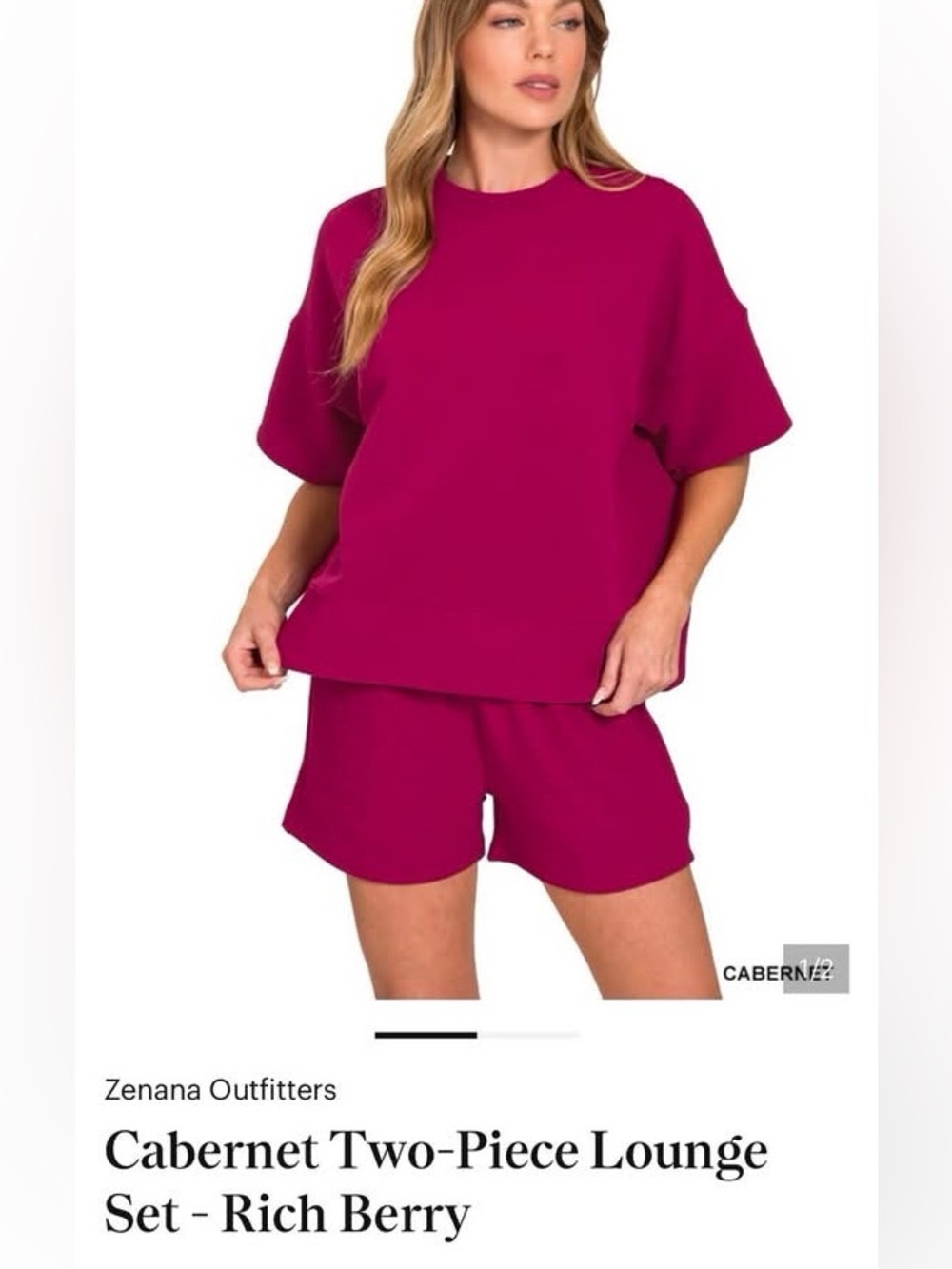 Zenana Outfitters Rich Berry Relaxed Two-Piece Lounge Set